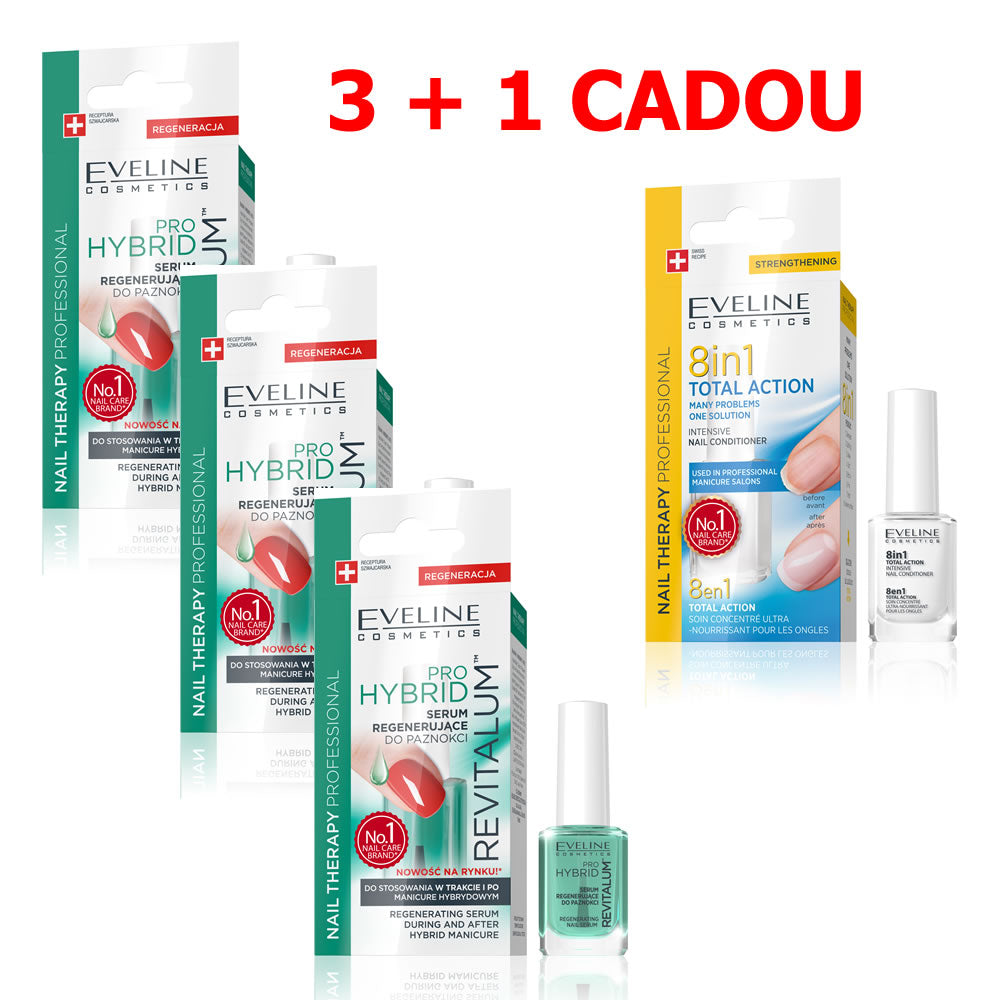 Tratament unghii Eveline Revitalum Pro Hybrid Serum 3 + 1 CADOU