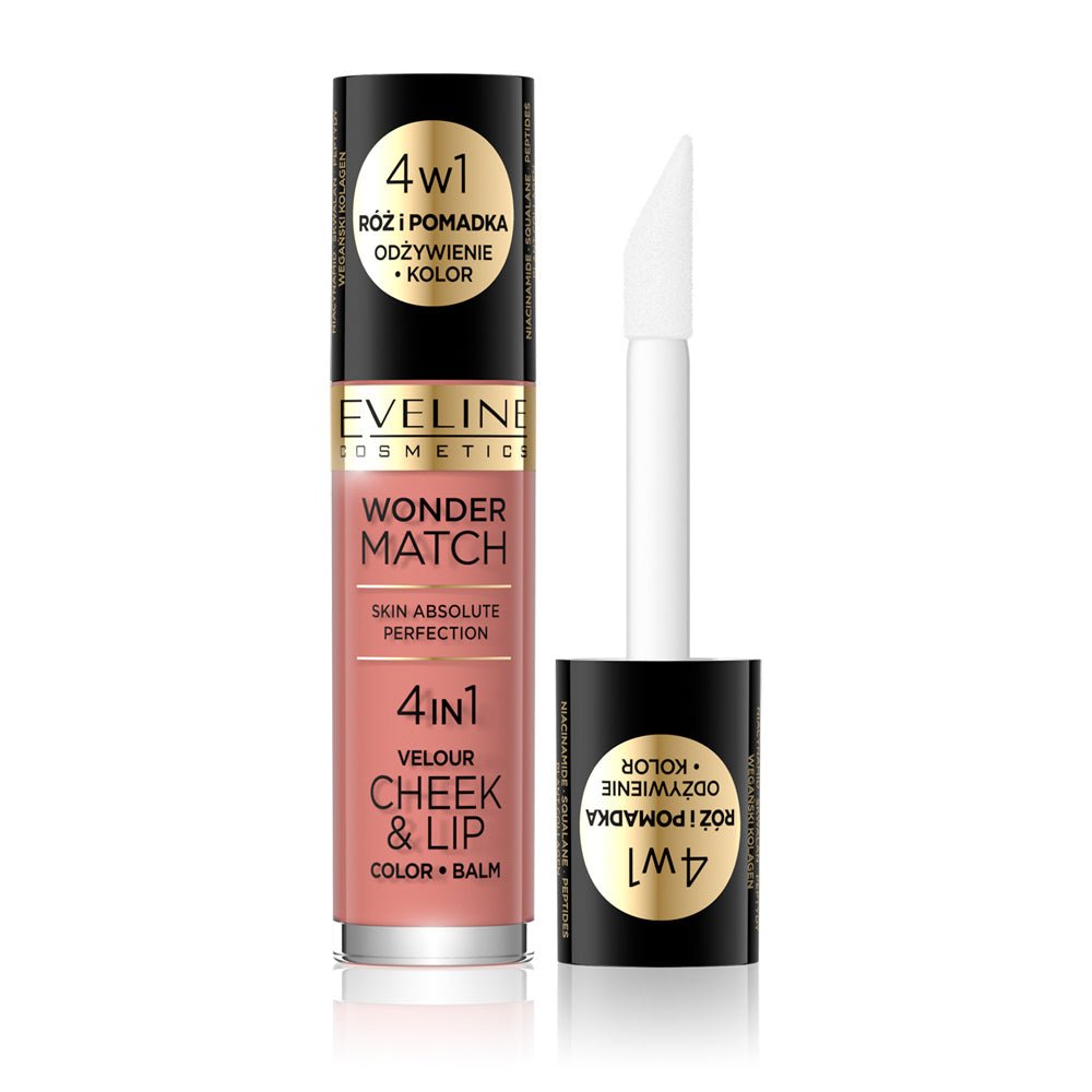 Fard lichid pentru obraji si buze Eveline Wonder Match 4 in 1 Cheek&Lip No 01 4.5 ml
