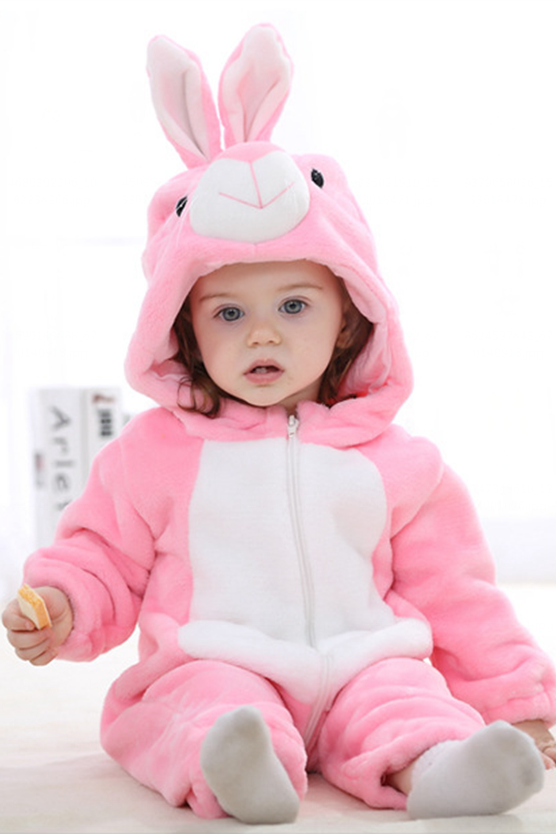 Pijama kigurumi pentru bebelusi tip salopeta din material moale si pufos CLD126-225