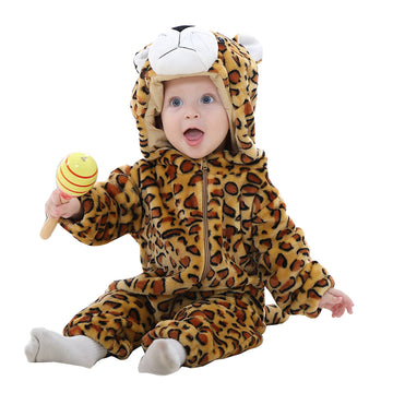 Pijama kigurumi pentru bebelusi tip salopeta din material moale si pufos CLD155-99