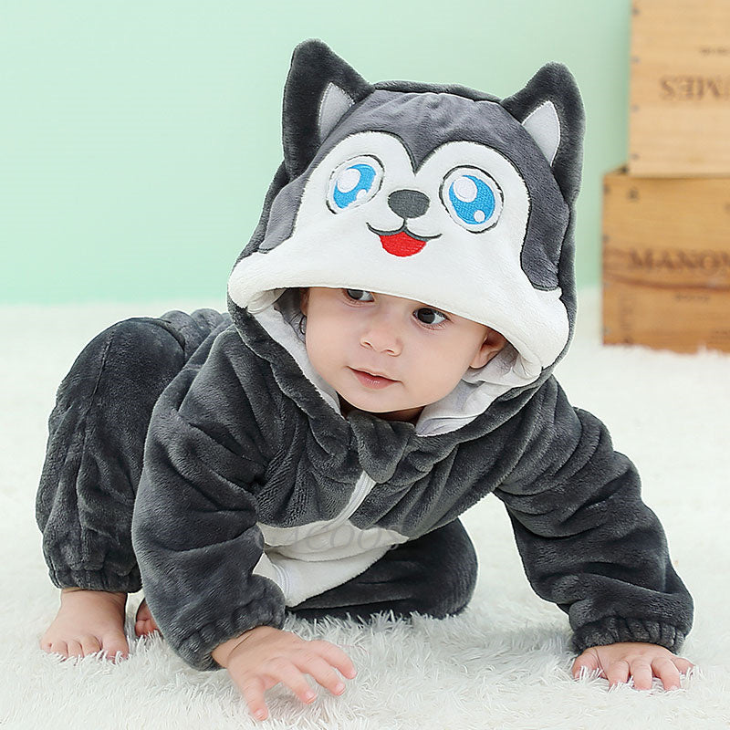Pijama kigurumi pentru bebelusi tip salopeta din material moale si pufos CLD162-181