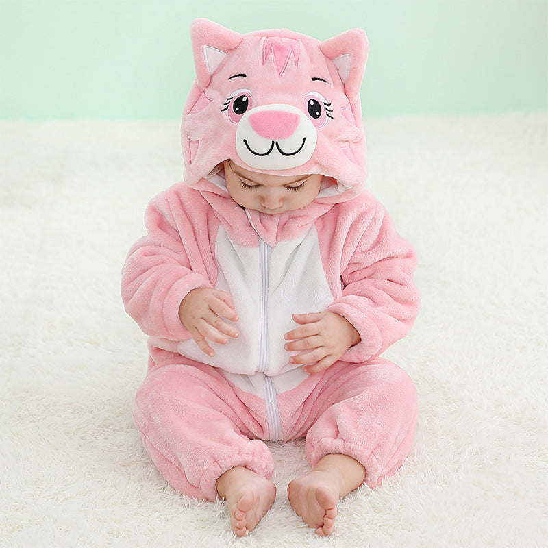 Pijama kigurumi pentru bebelusi tip salopeta din material moale si pufos CLD164-225