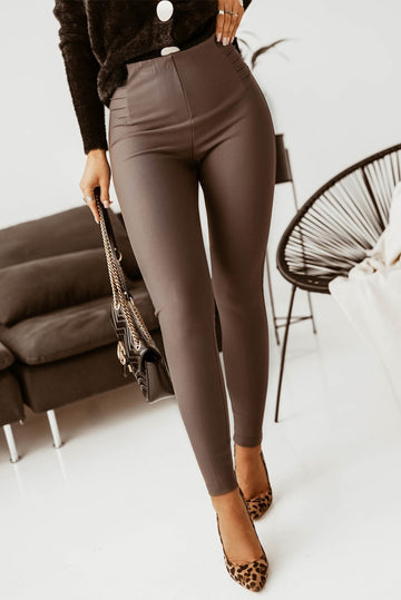 Pantaloni casual/elegant cu talie inalta din material usor elastic F823-8