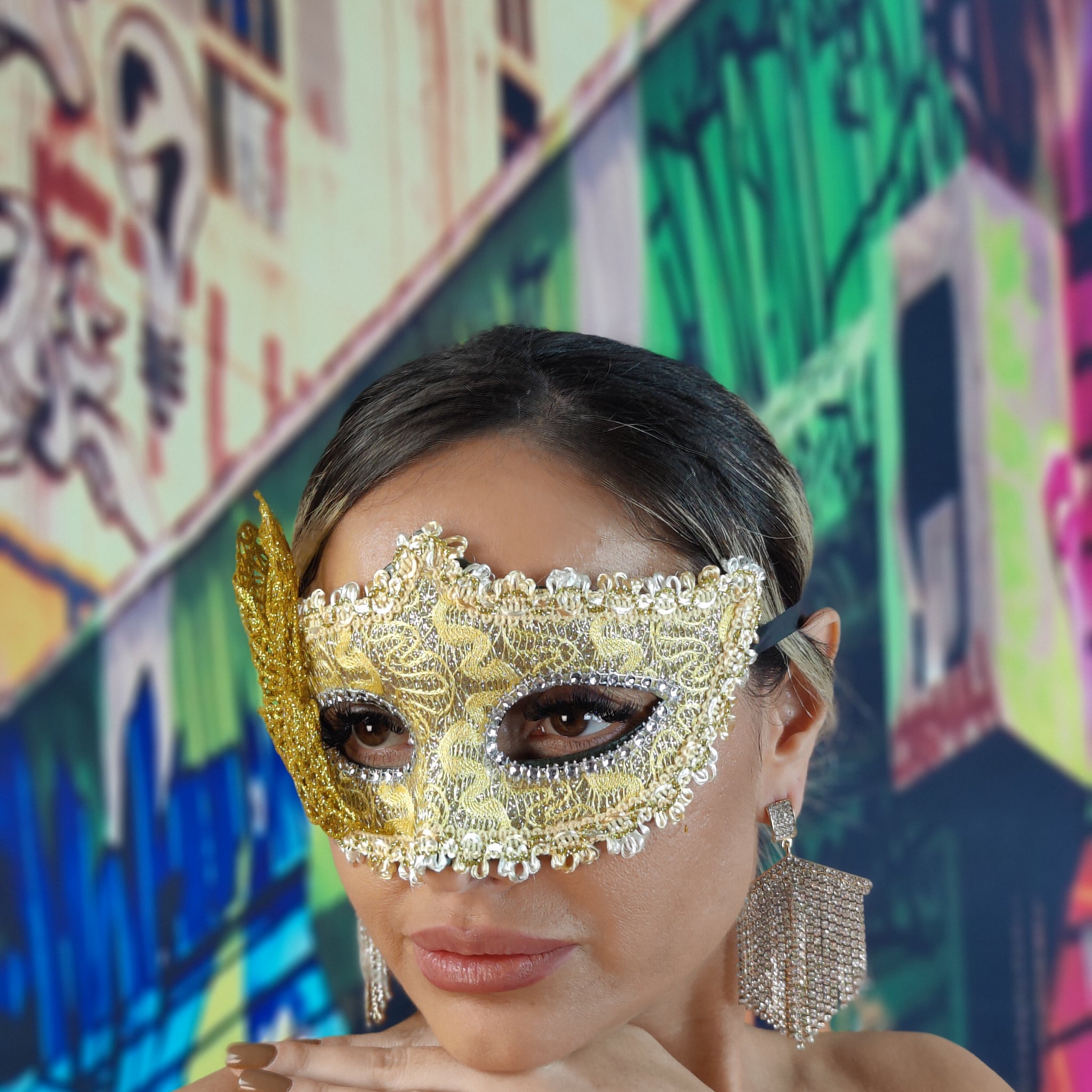MSK105-7 Masca de carnaval venetian din broderie