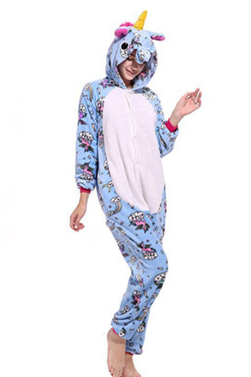 Pijama pufoasa intreaga cu model unicorn PJM142A-4