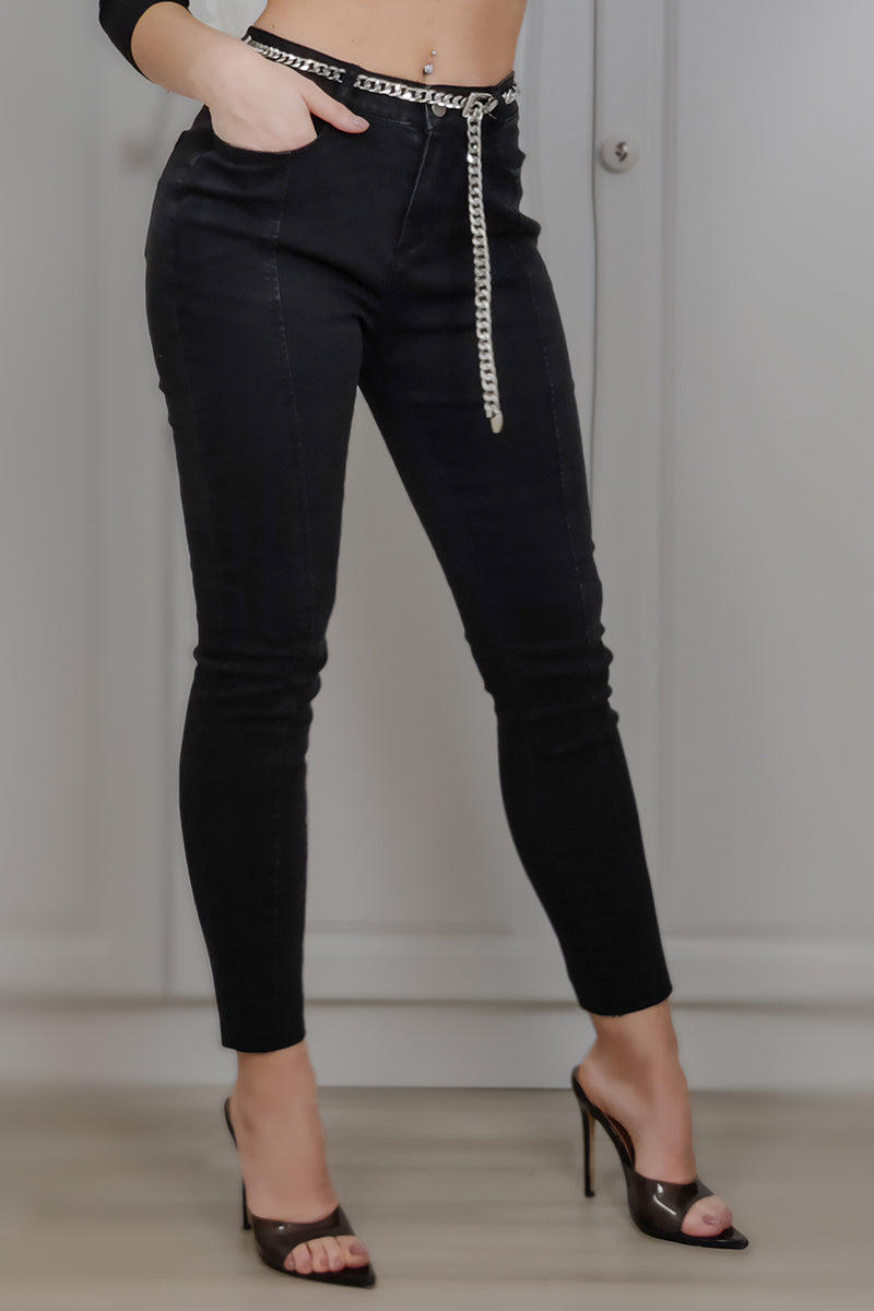 Jeans stil retro cu dunga pe picior G680-1