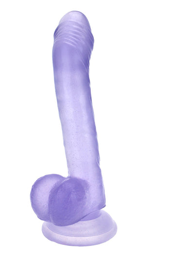 Dildo realistic cu striatii din silicon cu ventuza pentru fixare, mov deschis TOY333-110