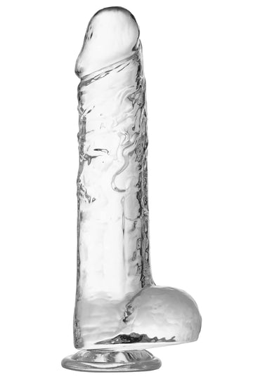 Dildo realistic cu striatii si ventuza, din silicon transparent, S, M, L TOY338-00