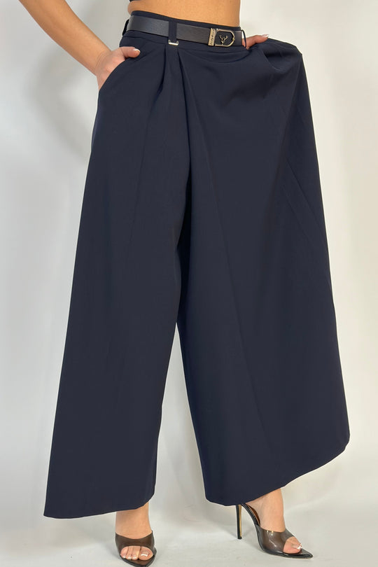 Pantaloni eleganti tip fusta din material lejer V648-44