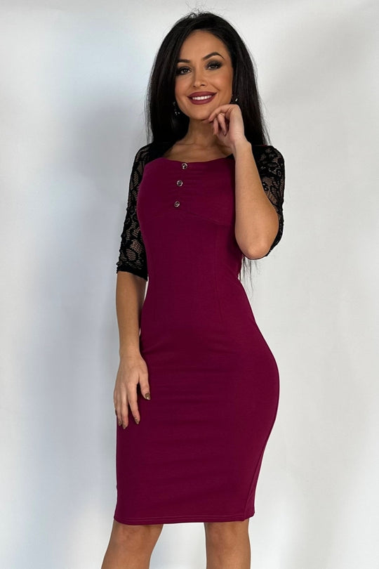 Rochie office eleganta cu maneci dantelate V799RR-81