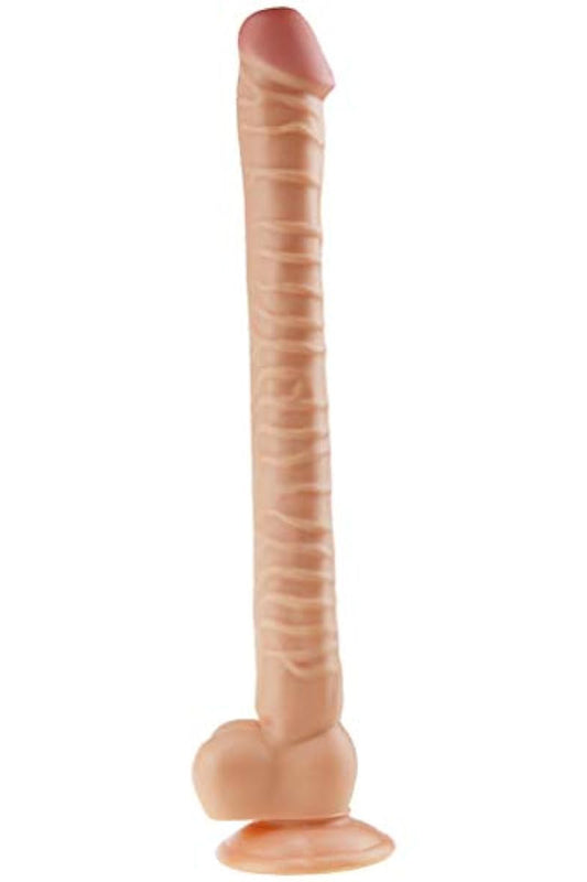 Dildo gigantic, realistic cu striatii si ventuza din silicon, culoarea pielii TOY343-1500