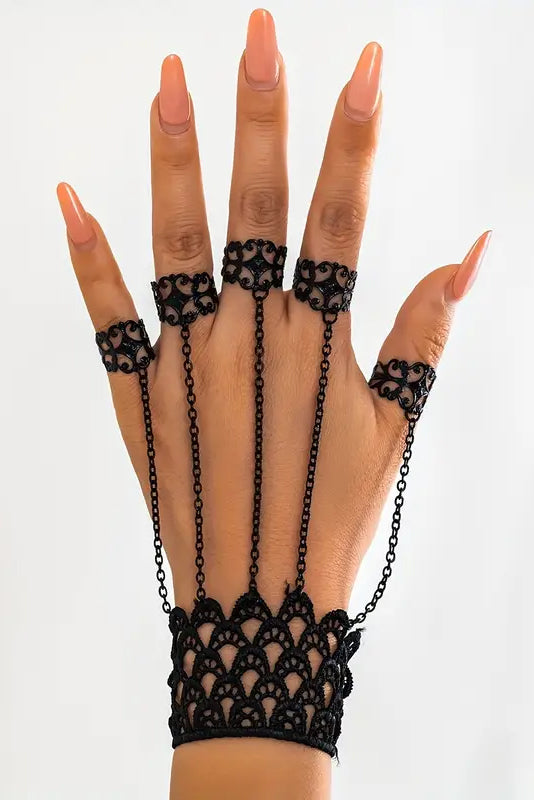 Accesoriu maini, fashion, din dantela si lanturi metalice AC238-1