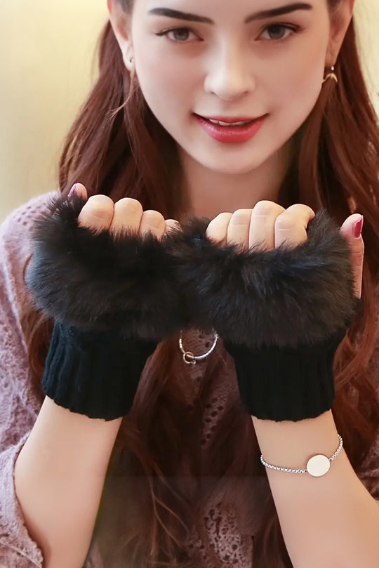 Manusi, fashion fara degete din material tricotate si blanita GL71-1