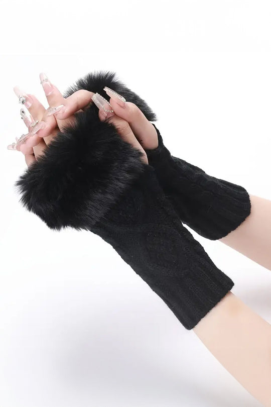 Manusi fashion, fara degete din tricot, cu blanita GL72-1