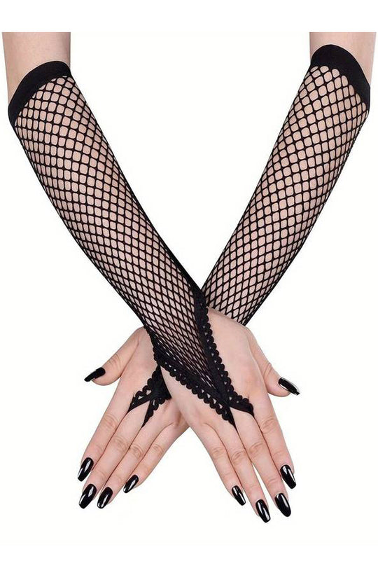 Manusi pe un degete din plasa elastica cu ochiuri medii, Negru GL76-1