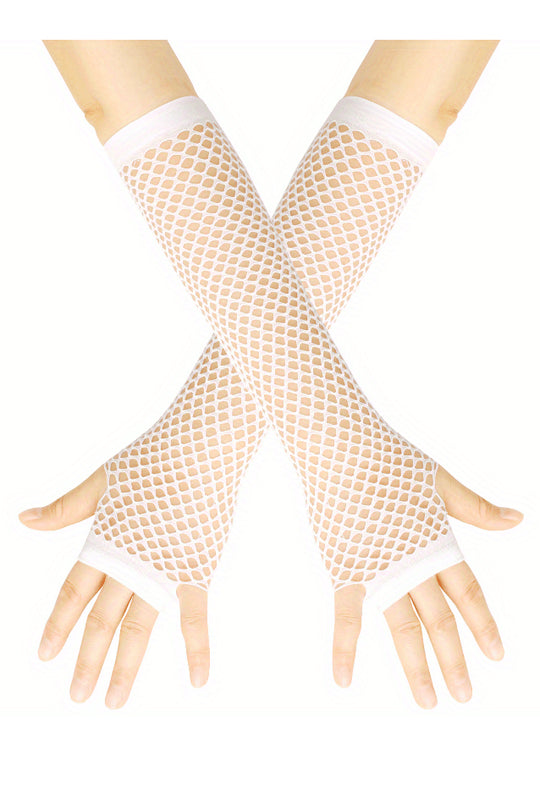 Manusi lungi fara degete din plasa fina cu ochiuri mari, Negru  GL82-2