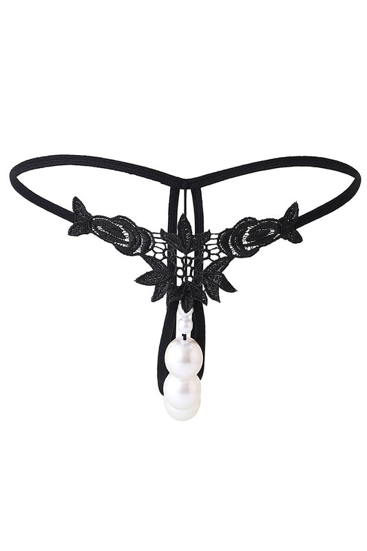 Chilot sexy cu broderie florala si margele tip perla, Rosu, GS1296-3