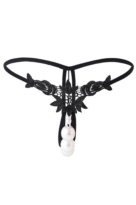 Chilot sexy cu broderie florala si margele tip perla, Rosu, GS1296-3