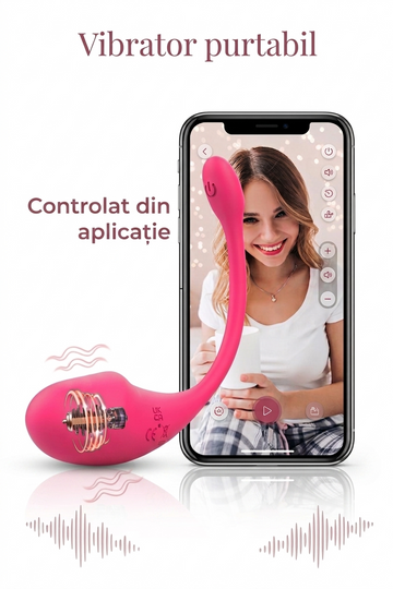 Vibrator Tip Ou Smart JustZEN – Control de la Distanță prin Aplicație, 9 Moduri, Silicon Medical, Waterproof,  TOY602-5