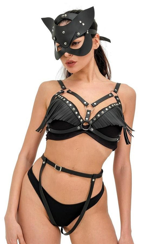 Set 3 piese lenjerie fetish Cat Woman K851-1