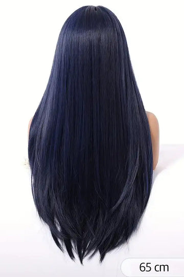 Peruca lunga dreapta albastru inchis,  PER152-11