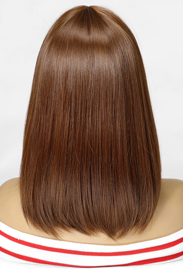 Peruca eleganta dama bob mediu castaniu cu breton – aspect natural,  PER154-8989