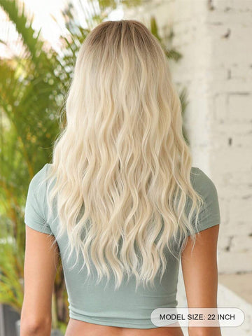 Peruca fashion dama lunga ondulata blond platinat, 55 cm, look ombre modern,  PER155-9999