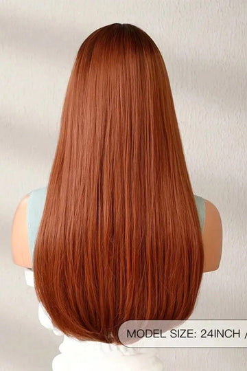 Peruca moderna dama lunga dreapta aramiu cu breton,  PER156-3838