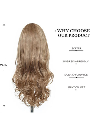 Peruca moderna dama lunga ondulata balayage blond cu carare pe mijloc – 60 cm,  PER158-9999