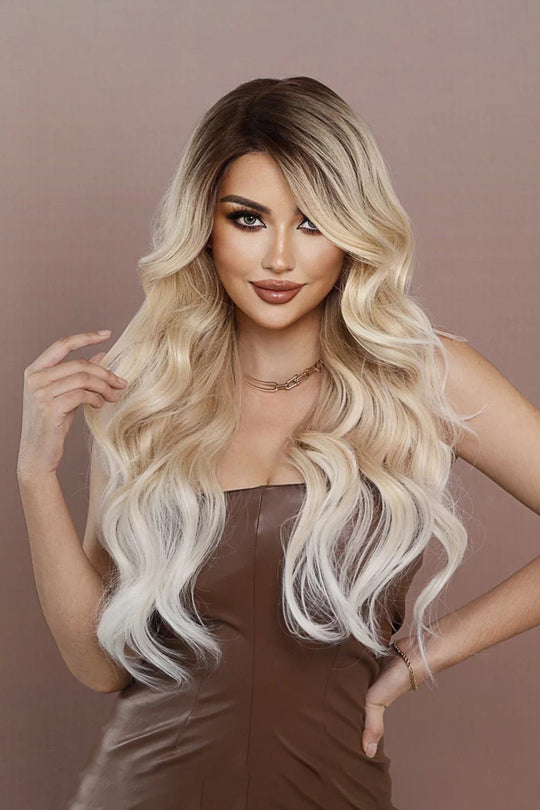 Peruca dama lunga ondulată saten cu blond platinat – fibra sintetica 70 cm,  PER161-9999