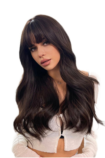 Peruca cu par lung sintetic cu breton si aspect natural PER76-8888