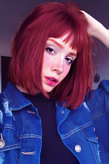 Peruca roscata, model bob lung cu breton PER81-3