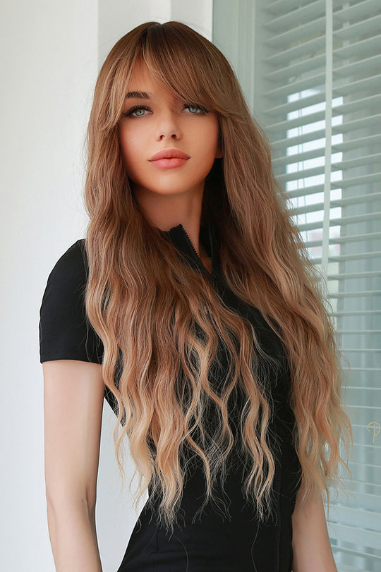 Peruca cu par lung usor ondulat, breton si culoare in degrade PER91-100