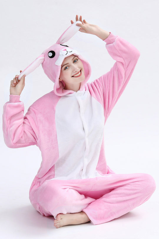 Pijama pufoasa tip salopeta kigurumi, model IEPURAS, PJM245-5
