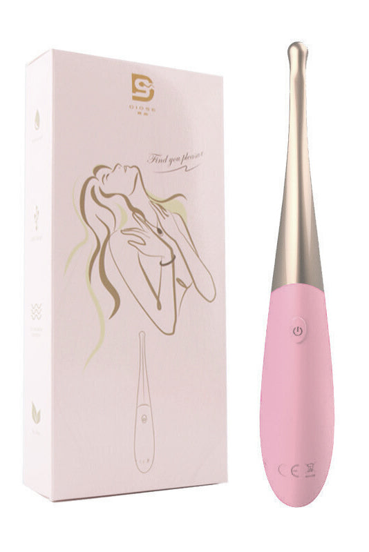 Mini Vibrator tip "Point Tide Pen" pentru stimulare clitoridiana, Roz si Auriu, TOY447-57