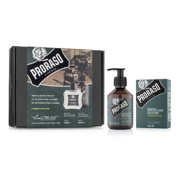 Set pentru ingrijirea barbii cu balsam si sampon de barba Proraso Cypress Vetiver Duo Pack SETBEA111