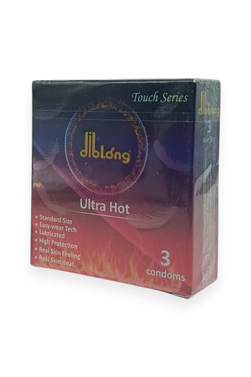 DIBLONG Ultra Hot – Prezervative Subțiri cu Efect de Încălzire, Lubrifiate, 52 ± 2 mm, 3 Buc, SPL24 SPL24-00