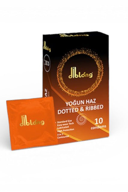 DIBLONG Dotted & Ribbed – Prezervative Texturate cu Puncte și Nervuri, Lubrifiate, 52 ± 2 mm, 10 Buc, SPL28 SPL28-00