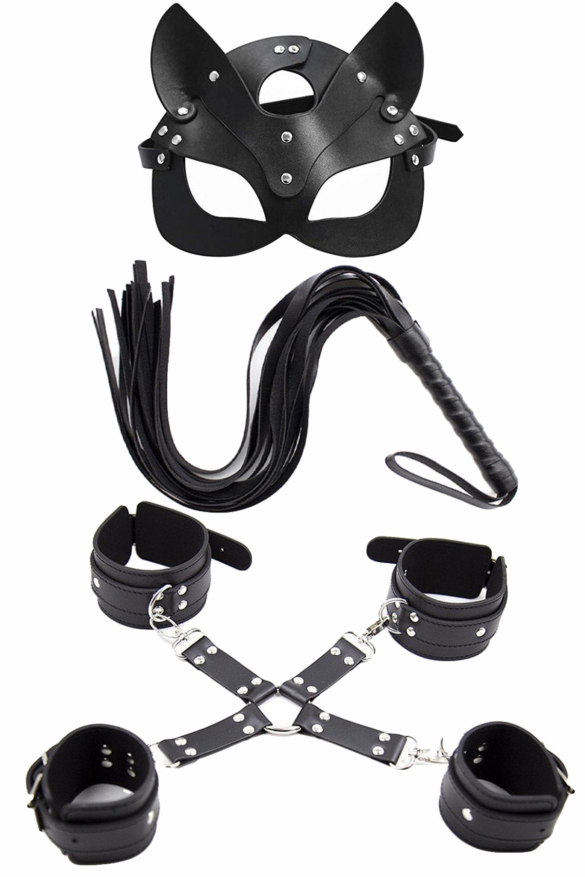 Set 4 piese accesorii fetish din curele imitatie piele TOY267-1