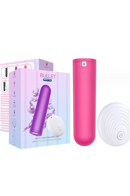 Mini vibrator tip glont cu telecomanda wireless pentru stimulare vaginala, Fuchsia TOY306-55
