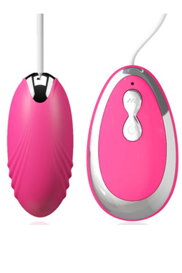 Vibrator tip Ou cu telecomanda pe cablu pentru stimulare vaginala si sau clitoridiana, Fuchsia TOY311-55