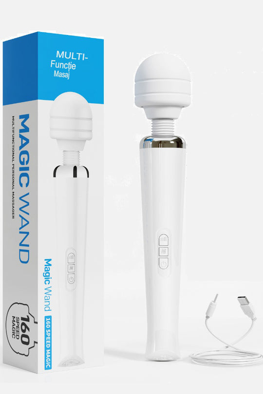 Vibrator tip WAND pentru stimularea clitorisului cu multiple moduri de vibratii si intensitati, Alb  TOY312-2