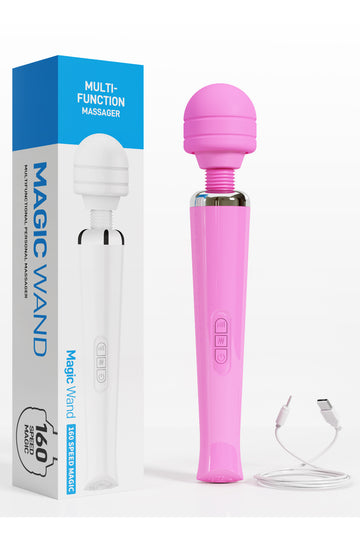 Vibrator tip WAND pentru stimularea clitorisului cu multiple moduri de vibratii si intensitati, Roz TOY312-5