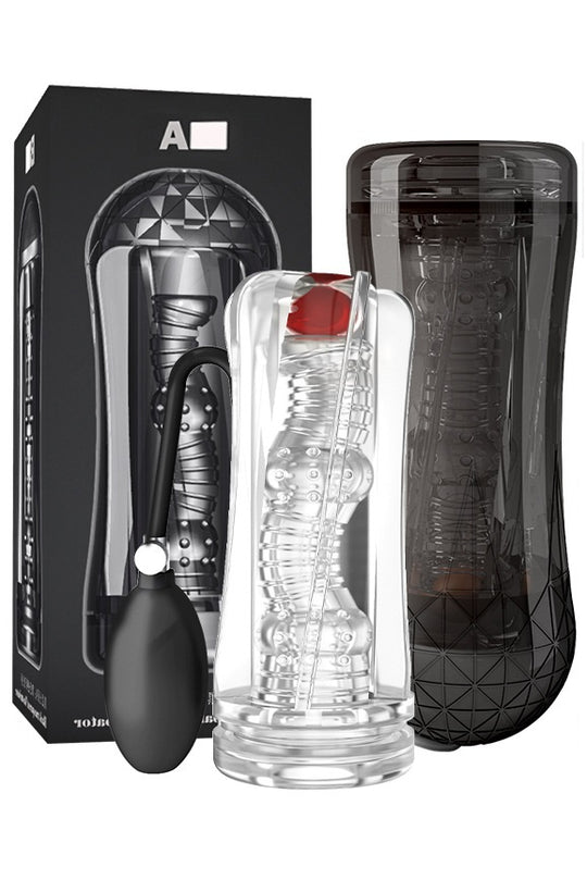 Masturbator tip cupa cu pompa de umflare si bila vibratoare, Incolor TOY314-00