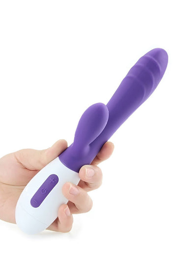 Vibrator dublu tip iepuras, cu multiple moduri si intensitati de vibrare, mov TOY322-11