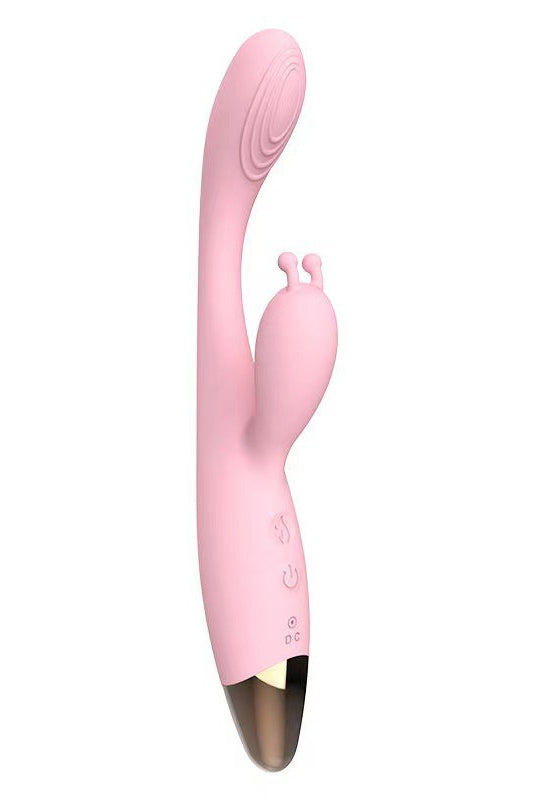 Vibrator Iepuraș Premium cu Funcție de Încălzire, 2 Motoare Independente, Stimulare Punct G și Clitoris, Silicon Medical, Reîncărcabil USB, Roz, TOY329-5