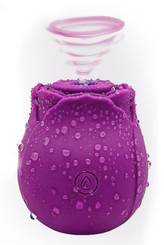 Vibrator cu suctiune/aspiratie pentru stimularea clitorisului, forma de trandafir cu incarcare magnetica, Mov, TOY331-11