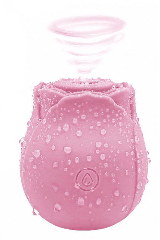 Vibrator cu suctiune/aspiratie pentru stimularea clitorisului, forma de trandafir cu incarcare magnetica, Roz, TOY331-5