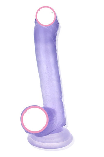 Dildo realistic cu striatii din silicon cu ventuza pentru fixare, mov deschis TOY333-110