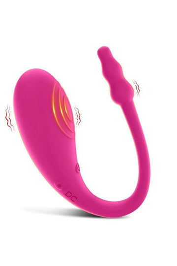 Vibrator smart tip Ou cu stimulare punctul G si Clitoris, multiple moduri de vibrare si conectare cu Aplicatie Mobila, Fuchsia TOY335-55